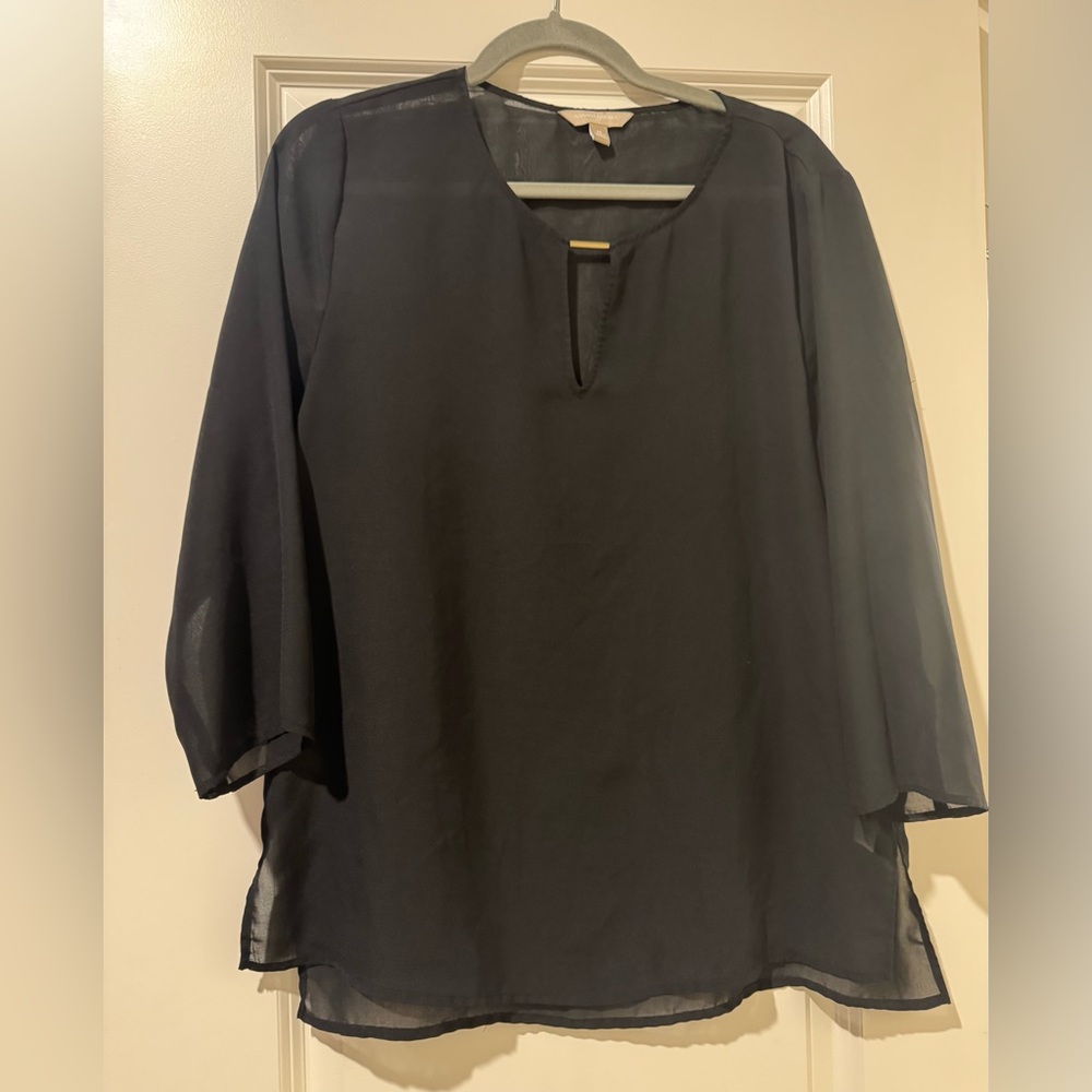 Banana Republic Sheer Black Blouse